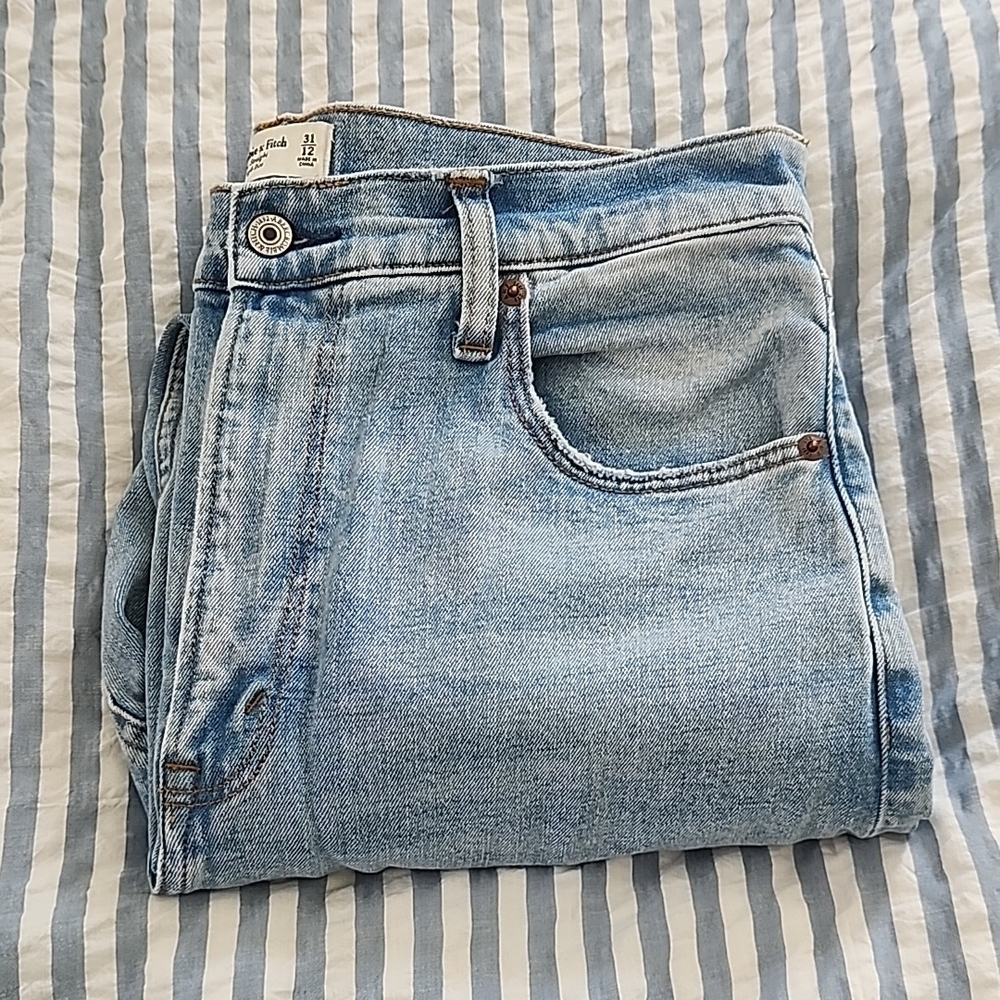 Abercrombie & Fitch Slim Blue Jeans with Distressed Look